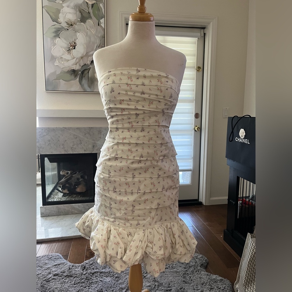 House of CB Strapless Ruffle Hem Dress